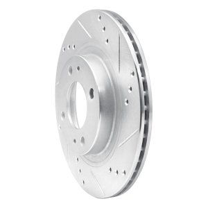 Mitsubishi I-MIEV Brake Rotor (1) - Front Right - R1 Concepts - Drilled & Slotted - Silver - `12-`17